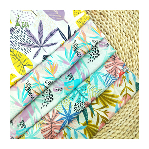 Tela de Algodón 100% Orgánica y Ecológica, Ligera, con Estampado de Hojas Tropicales, para Camisas de Verano para Niños y Niñas, MOQ Bajo - Product Image 1