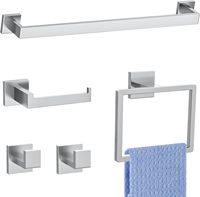 Ensemble de quincaillerie de salle de bain moderne en acier inoxydable brossé nickelé Homedec HD-101417, 4 pièces, barre porte-serviettes murale, porte-papier toilette