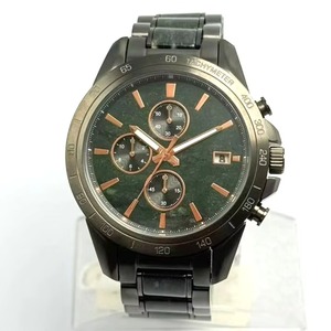 Chronograph Men Watch Forest Green Sunburst Dial Rose Gold Indexes Full Steel <b>Bracelet</b> Business Sport Waterproof Wristwatch - Product Image 4
