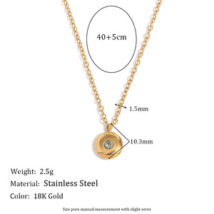 Collier pendentif européen américain classique simple pierre de naissance de décembre pour femme en acier inoxydable plaqué or 18 carats - Product Image 2