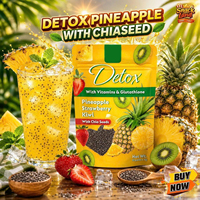 Poudre Détox Fruits et Légumes Kiwi Ananas Fraise Graines de Chia – Améliore la Densité Osseuse, Nettoie les Intestins, Boisson Antioxydante – OEM