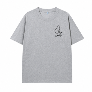 Camiseta Personalizada con Retrato <span class=keywords><strong>de</strong></span> Mascota Bordado, Arte Lineal Minimalista y Nombre Personalizado, Regalo para Amantes <span class=keywords><strong>de</strong></span> Mascotas - Product Image 2