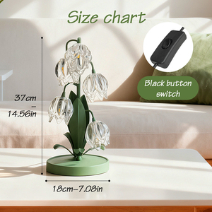 Modern Crystal Flower Adjustable Table Lamp E27 LED Warm White <b>Light</b> 37cm <b>Push</b> Button Switch Black Shade Flexible Neck Lamp - Product Image 1