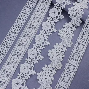 Fabrik Großhandel Niedriger Preis 3 bis 5 cm Breite Kinder farbe Weiß Baumwoll faden Stickerei Nylon Chemical Guipure Lace Trim