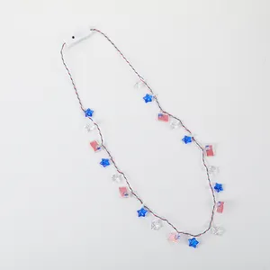 Hot Sale American Flag And Five-pointed Star Led Flashing Necklace American Independence Day Event Party Supplies