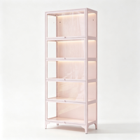 Vitrine moderne en acier avec portes en verre, bibliothèque pour la maison, le bureau, la chambre à coucher, le salon