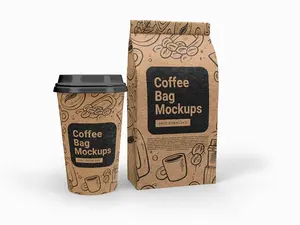 סדרת קפה OEM מודפס בהתאמה אישית שקיות אריזת קפה טייק אווי כוסות קפה
