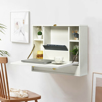 Bureau mural pliable pour ordinateur portable, rangement dissimulé avec tiroir, plusieurs compartiments de rangement, bureau d'ordinateur