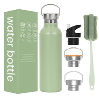 Botella de agua aislada deportiva de acero inoxidable 18/8 de doble pared al vacío termo de boca ancha personalizado barato al por mayor