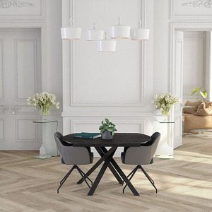 <span class=keywords><strong>Table</strong></span> à Manger Moderne Extensible 6 Places avec Plateau en Céramique, <span class=keywords><strong>Ronde</strong></span> ou Ovale, et <span class=keywords><strong>Rallonge</strong></span> Métallique pour Usage Domestique ou Hôtelier - Product Image 3