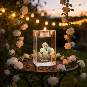 Portavelas de Cristal con Foto 3D Grabada Personalizada para Regalo de Aniversario, Candelabro Personalizado con Retrato 3D y Texto - Product Image 2