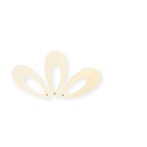 Accessorio in legno a forma di goccia Ilan 60x30mm 3 pezzi per progetti artigianali - Product Image 1