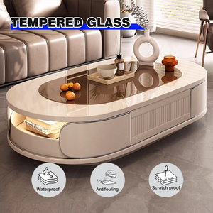 Tavolino da caffè <span class=keywords><strong>in</strong></span> <span class=keywords><strong>vetro</strong></span> temperato di lusso a luce francese da salotto moderno, piccola unità, LT-2393C - Product Image 2