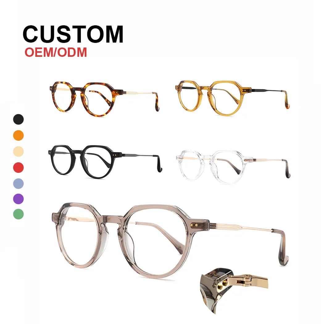 Hot Sale Vintage Acetate Metal Reading Glasses Frames Eyeglasses Optical Glasses Eyewear Manufacturer