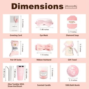 Custom logo Promotional Cute pink Series Big <b>Cup</b> Straw Brush Eye Mask Bathing Set for New Year Christmas Festival Wedding Gifts - Product Image 3