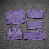Ensemble de vêtements de yoga sans couture Factory Fitness, vêtements de sport performants pour femmes, tenue de sport à séchage rapide, ensemble de yoga 5 pièces