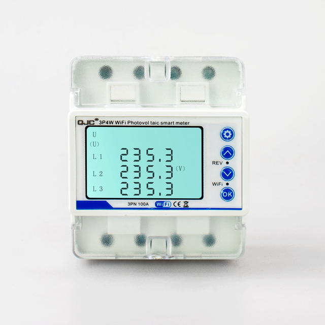 QJC Solar Power Bidirectional Metering WiFi Phototaic Smart Meter Tuya WiFi 3P Photovoltaic 3Phase Meter