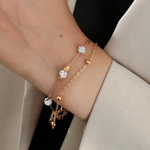 Nouveau femmes mode Double bracelets personnalité Joker Point perceuse or alliage fête Style à la mode ornements en gros - Product Image 2