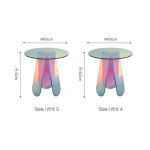 사이드 테이블 멋진 럭셔리 다채로운 아크릴 커피 테이블 무지개 패션 현대 맞춤형 직사각형 투명 무지개 아크릴