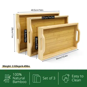 GL популярный поднос для сервировки на заказ, бамбуковый деревянный поднос, журнальный столик, деревянный бамбуковый поднос для сервировки с ручками - Product Image 2