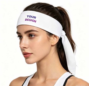 <span class=keywords><strong>Bandeau</strong></span> de sport BELLE WORLD personnalisé, couleur unie, large, antidérapant, en maille, à nouer, pour le tennis, le fitness et les sports - Product Image 4
