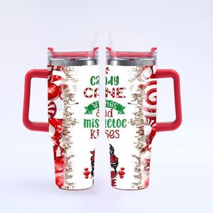 Christmas Gift 40OZ Custom Color Travel Vacuum <b>Flasks</b> Coating Stainless Steel Tumbler <b>with</b> Handle and <b>Straw</b> Mugs - Product Image 2