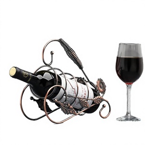 Porte-bouteilles à vin portable en acier inoxydable fait main, support créatif pour bouteilles de vin à domicile, style américain, motif floral - Product Image 3