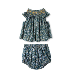 Ensemble de 3 robes fleuries pour bébé fille nouveau-née, imprimé floral vert vintage, robe à manches courtes à volants pour bébé - Product Image 4