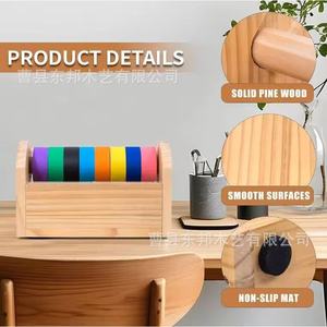 Soporte de Escritorio para Cortador de Cinta Adhesiva de Madera de 9.8x5.9x8.78 Pulgadas con Rodillo, Dispensador de Cinta Adhesiva para Oficina, Estante de Almacenamiento - Product Image 4