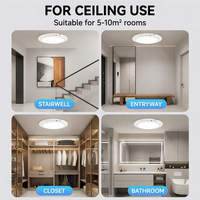 Plafonnier LED rechargeable de qualité commerciale avec détecteur de mouvement, 400Lm, blanc chaud, dimmable, télécommande, minuterie, montage en surface, minimaliste