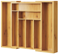 Organisateur de tiroir pliable en bambou avec finition laquée pour couverts, support de rangement détachable pour ustensiles de cuisine, salle de bain et salon