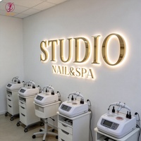Enseigne lumineuse LED personnalisée pour salon de beauté, signalétique éclairée, logo 3D mural personnalisé, enseigne métallique pour boutique et studio