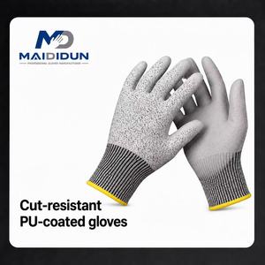 Gants anti-coupure avec revêtement PU pour la manipulation du verre, la construction, la sécurité, HPPE, polyuréthane, gants de sécurité anti-coupure pour la construction, grade <span class=keywords><strong>D</strong></span> - Product Image 1