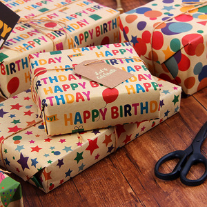 Happy Birthday Kraft <b>Paper</b> Gift Wrapping <b>Paper</b> Single Side Printed Biodegradable Wholesale Packaging <b>Paper</b> For Gifts Craft - Product Image 3