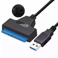 Adaptador de Corriente SATA, Cable de Cobre Estañado de 0.2m, Revestimiento de PVC, Blindaje Trenzado, para Disco Duro Externo HDD/SSD de 2.5'', Transferencia de Datos