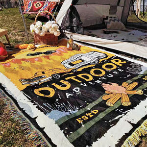 Todas las estaciones a prueba <span class=keywords><strong>de</strong></span> humedad tejido Jacquard <span class=keywords><strong>tapiz</strong></span> coche Camping al aire libre Picnic manta alfombra con borlas - Product Image 2