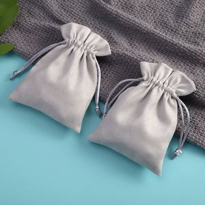 Lot de sacs en velours gris pour bijoux, pochettes en flanelle pour emballage de rouge à lèvres, petites pochettes à cordon - Product Image 4