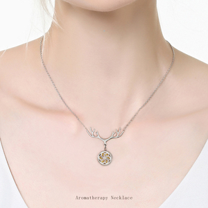 Moda 316L Acero inoxidable alce asta aromaterapia collar clavícula cadena 12mm hueco difusor <span class=keywords><strong>Mini</strong></span> Perfume colgante collar - Product Image 3