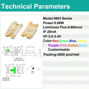 0603 Smd Led Chip Lamp Bead 0602 Backlight Chip Indicator Light Digital White Light In Spot