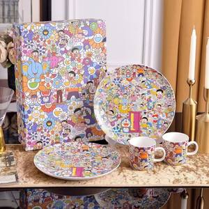 Doraemon Set peralatan makan keramik, 10 buah peralatan makan restoran porselen termasuk mug dan piring dengan desain kartun - Product Image 2