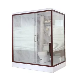 פרויקט מלון XNCP מתחם מקלחת כולל מחיצת מאוורר מעוקלת דלת הזזה זכוכית מתחם מקלחת חדר רחצה אסלה חדר רחצה