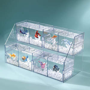Mini pecera pequeña acrílico transparente bloques de construcción Betta Fish Goldfish Tank escritorio plástico Betta Fish Aquarium - Product Image 1