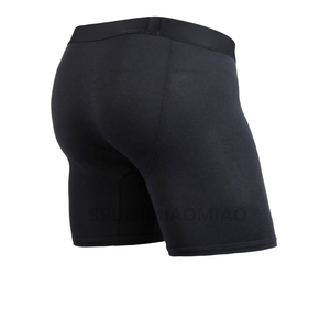 Boxer Briefs Homme CELINNE Noir Taille Moyenne Sans Coutures, en Mélange Coton Spandex Tricoté Noir Uni, Sous-vêtements Masculins - Product Image 1