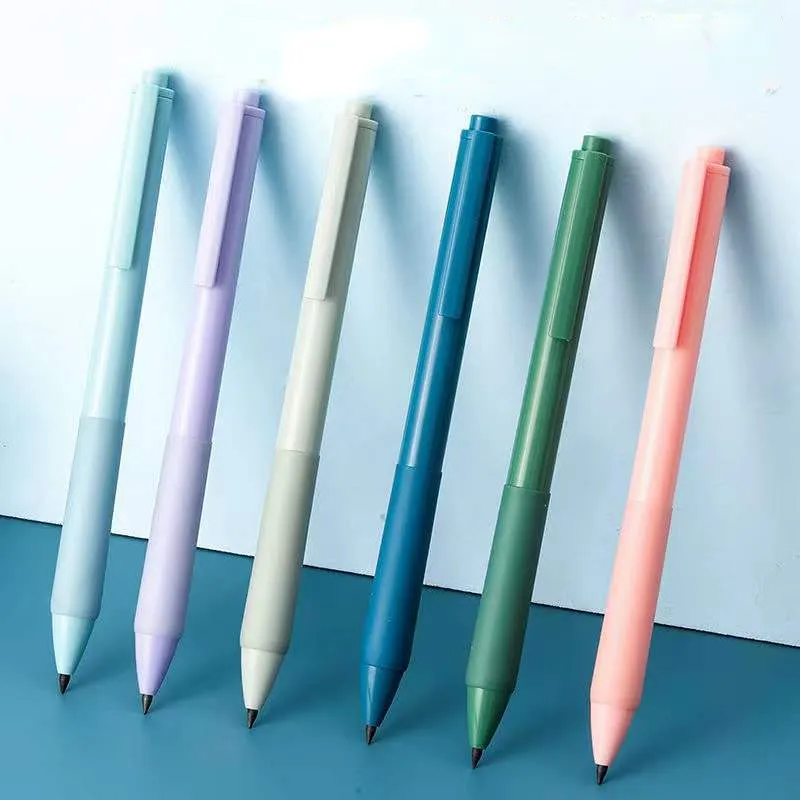 간단한 마카롱 컬러 샤인 프리 연필 크리 에이 티브 클립 타입 깨질 잉크 무료 코어리스 HB 0.5mm 연필