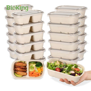 Vente en gros fabricants de papier d'emballage de salade de forme physique dégradable boîte à lunch jetable de pulpe de canne à sucre - Product Image 2