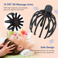 Lumière Rouge Led Élastique 3 Niveaux Vibration Sans Fil Usb Rechargeable Poulpe Griffe Cheveux Cuir Chevelu Tête Masseur Poulpe