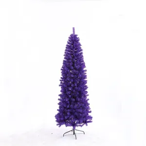 Árvore de Natal colorida em PVC roxo personalizada OEM para decoração de festivais em ambientes internos