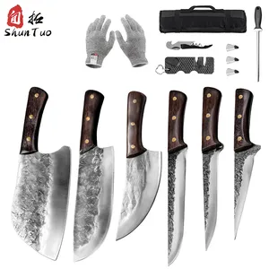 Cuchillo de carnicero de acero al carbono hecho a mano, completo Tang, 6 pulgadas, corte forjado, carnicero