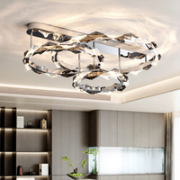 Plafonnier LED Minimaliste Moderne, Lustre en Cristal, Acier Inoxydable, Lumière Tricolore, CRI 98, Protection Oculaire, pour Chambre à Coucher