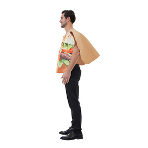 Hamburger Costume Men Adult Food Cosplay Party Outfit Polyester Fiber Custom Size - Product Image 3